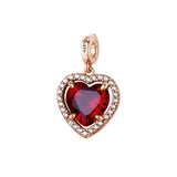 925  Sterling Silver Heart Charm, 29 White Cubic Zirconia, 1 Red Cubic Zirconia | Rzle088R