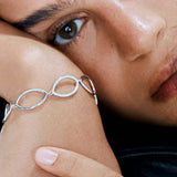 925  Sterling Silver Soft Bracelet, 52 White Cubic Zirconia | Rzso11