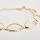 925  Sterling Silver Soft Bracelet, Yellow Gold Plating, 52 White Cubic Zirconia | Rzso12