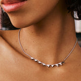 925  Sterling Silver Short Necklace, 5 White Cubic Zirconia | Rzvt01