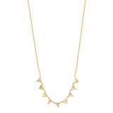 925  Sterling Silver Short Necklace, Gold Plating, 5 Champagne Cubic Zirconia | Rzvt02