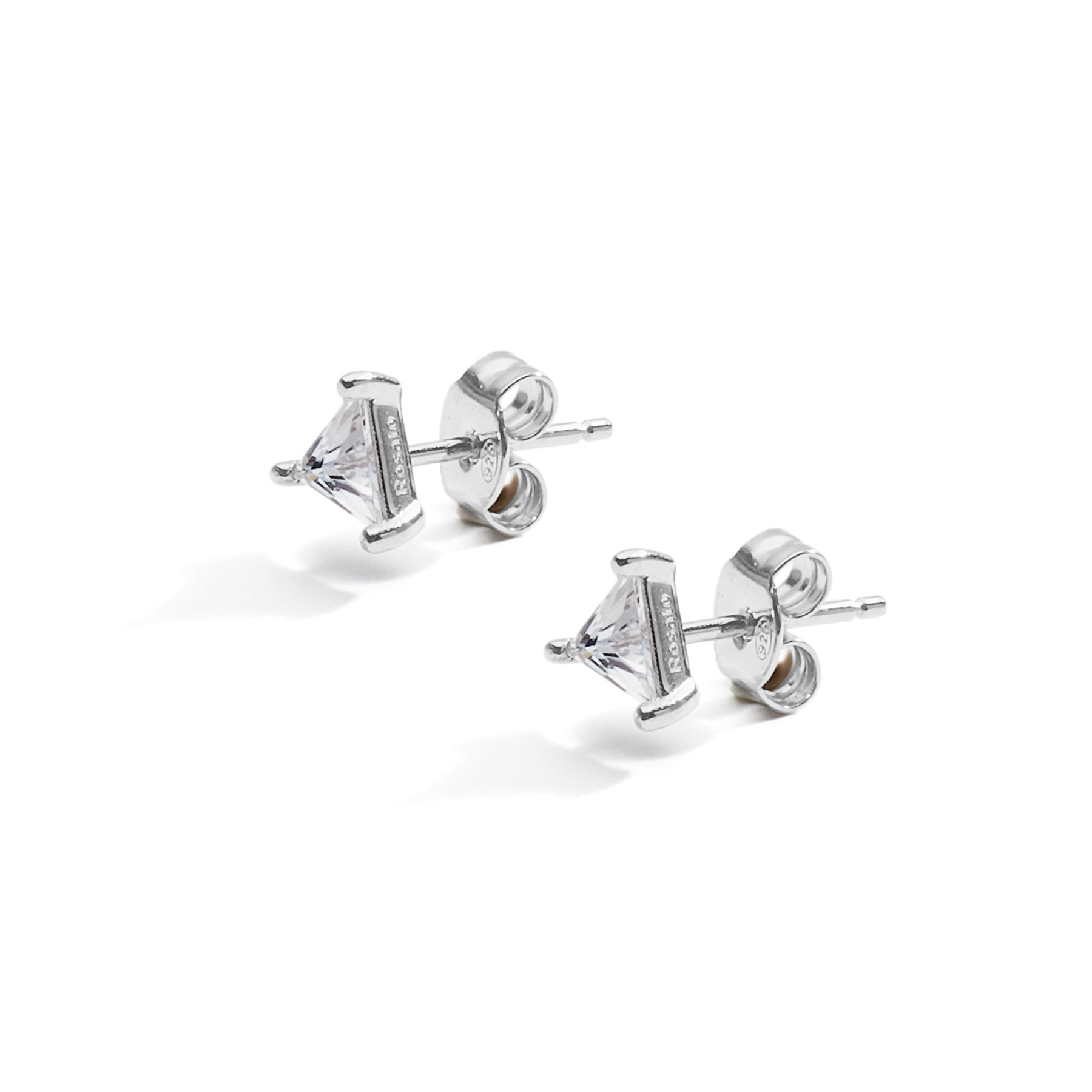 925  Sterling Silver Lobe Earrings, 2 White Cubic Zirconia | Rzvt21