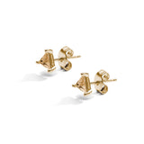 925  Sterling Silver Lobe Earrings, Gold Plating, 2 Champagne Cubic Zirconia | Rzvt22