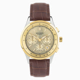 Sekonda Racer Chronograph Mens Watch | Two Tone Alloy Case & Brown Leather Strap with Champagne Dial | 30110