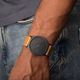 Sekonda Bergen Mens Watch | Black Alloy Case & Tan Leather Strap with Black Dial | 30133