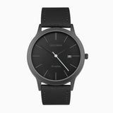 Sekonda Bergen Mens Watch | Black Alloy Case & Black Leather Strap with Black Dial | 30134