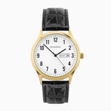 Sekonda Easy Reader Ladies Watch | Gold Alloy Case & Black Leather Strap with White Dial | 30123