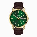 Sekonda Jackson Men’s Watch | Gold Alloy Case & Brown Leather Strap with Green Dial | 30151