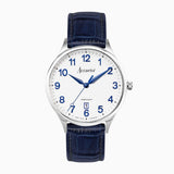 Accurist Classic Men's Watch | Silver Case & Blue Leather Strap with White Dial | 37mm