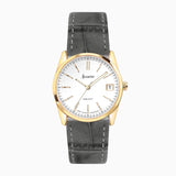 Accurist Everyday Ladies Watch | Gold Case & Grey Leather Strap with White Dial | 30mm
