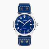 Accurist Aviation Men's Watch | Silver Case & Blue Leather Strap with Windsor Blue Dial | 41mm