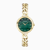 Accurist Jewellery Ladies Watch | Gold Case & Stainless Steel Bracelet with Green Malachite Dial | 28mm